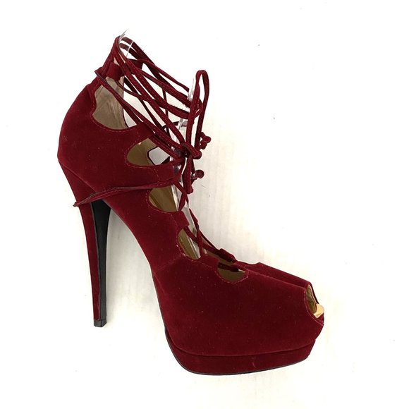 Colin Stuart Lace Up Platform Suede Heels - Picture 2 of 15